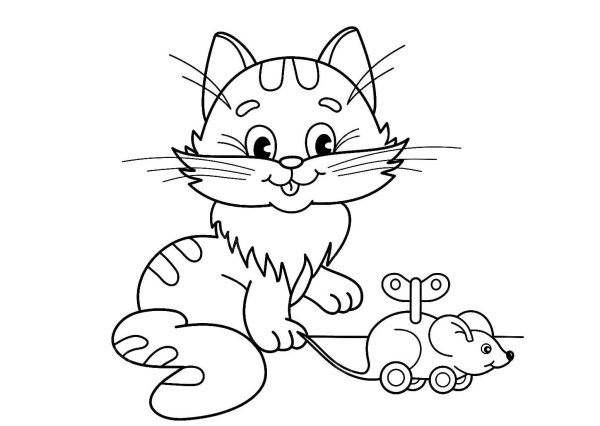 Раскраска кот и мыши для детей