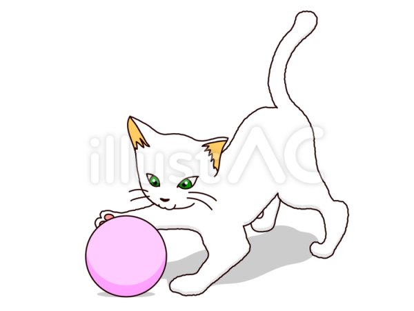 Раскраска кошка с мячиком