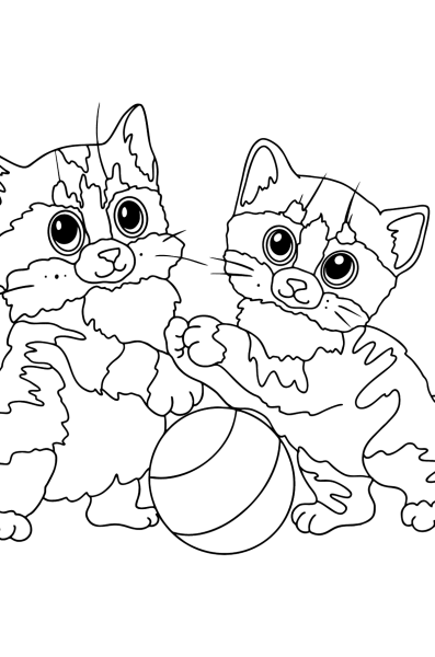 Раскраска кошка с котятами