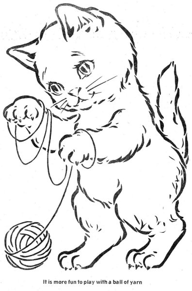 Рисование котенок с клубком