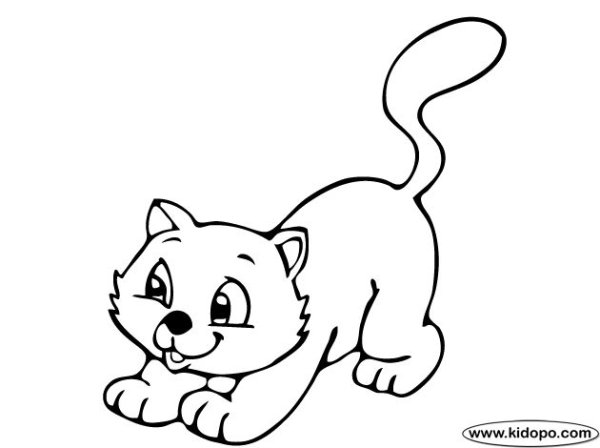 Котенок с клубком раскраска для детей