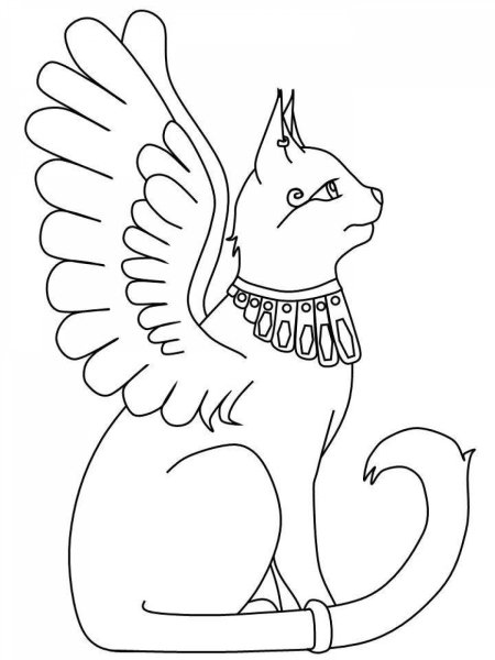 Кошка с крыльями раскраска