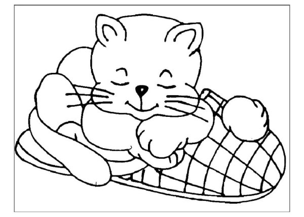 Раскраска котики в корзинке