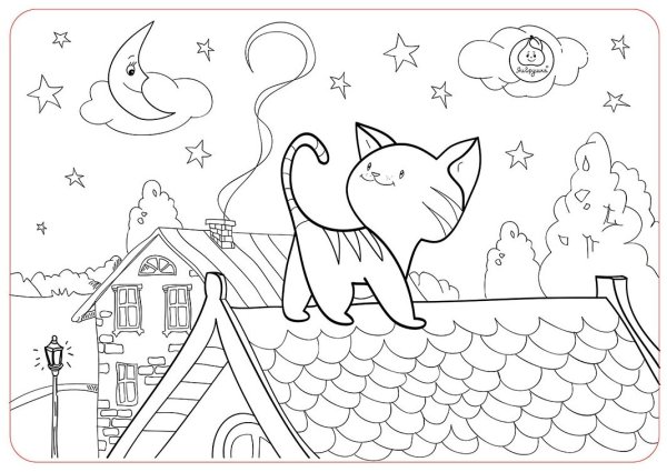 Котенок художник раскраска