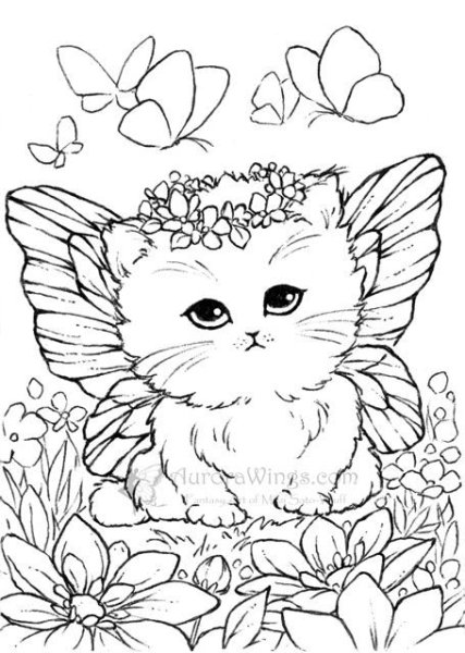 Раскраска котик Фея