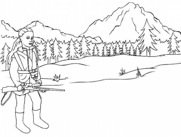 Охотник раскраска