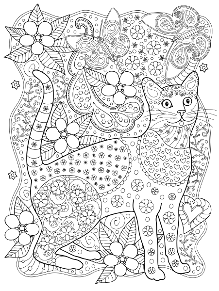 Кошка раскраска красивая