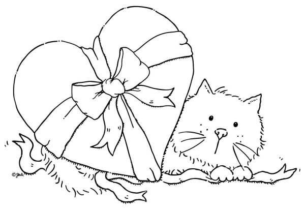 Раскраска новогодний котик