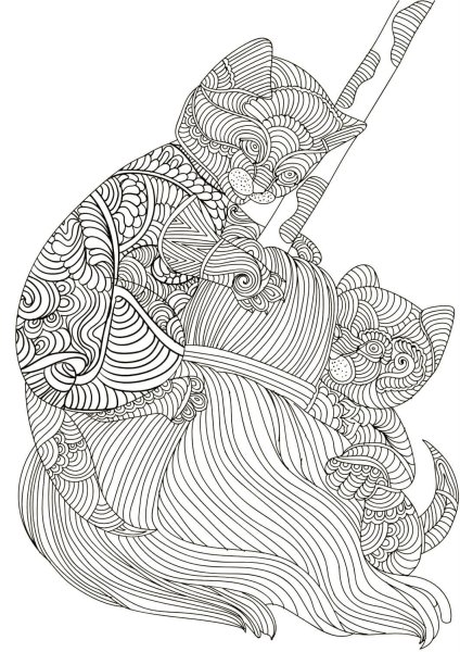 Раскраска кошка сложная