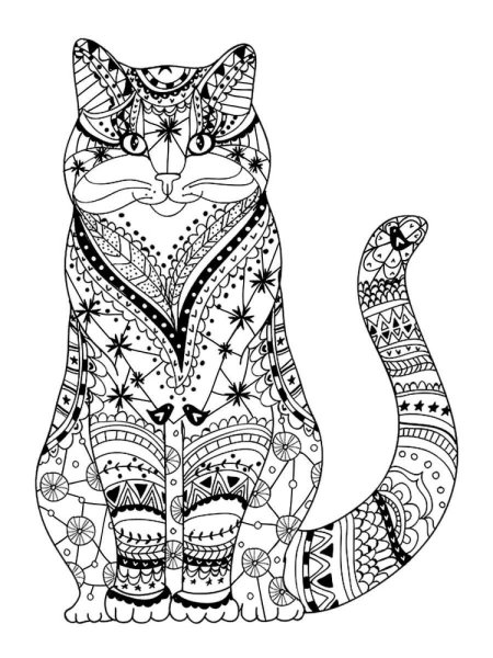Раскраска Мандала котик