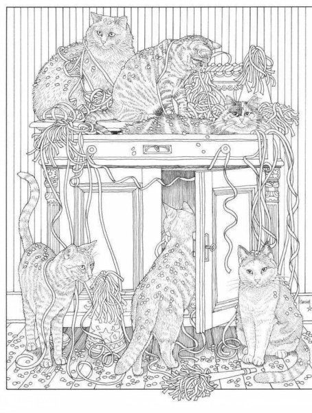Кошки. Раскраска