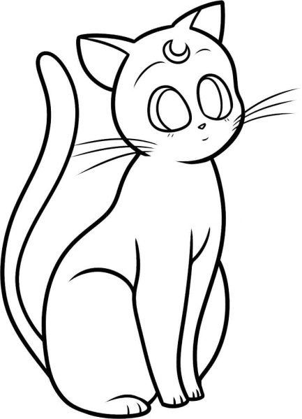 Кошка Луна из сейлормун раскраска