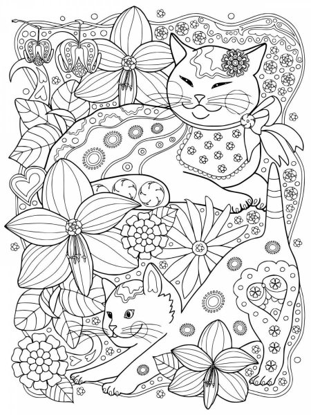 Кошка раскраска для детей