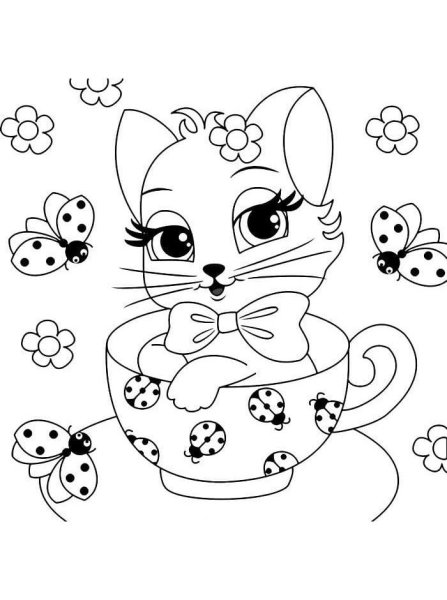 Раскраска для девочек котики