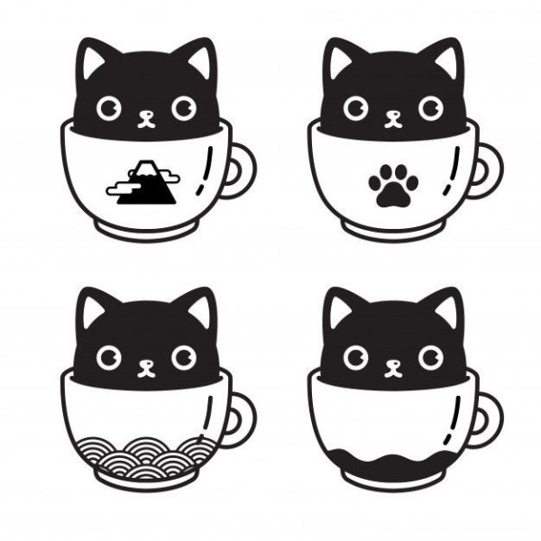 Раскраска котик в кружке