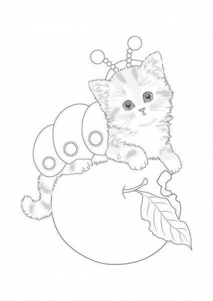 Новогодняя кошечка раскраска