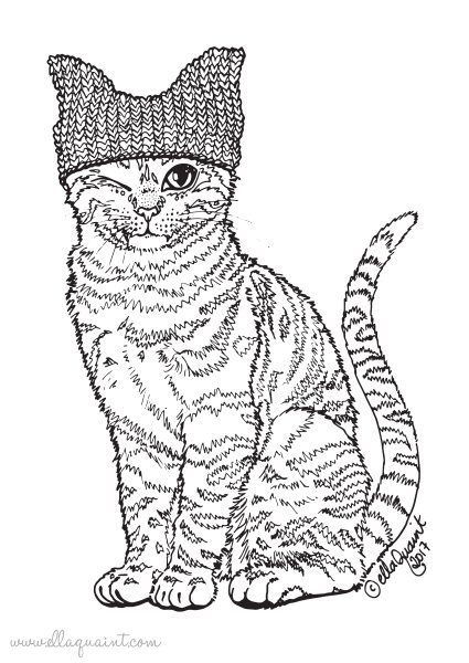 Раскраска котик в кружке