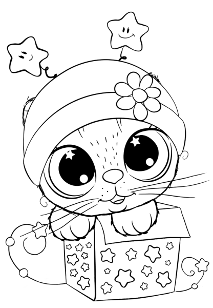 Кошка раскраска для детей