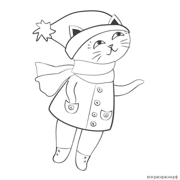 Новогодние котики раскраски для детей