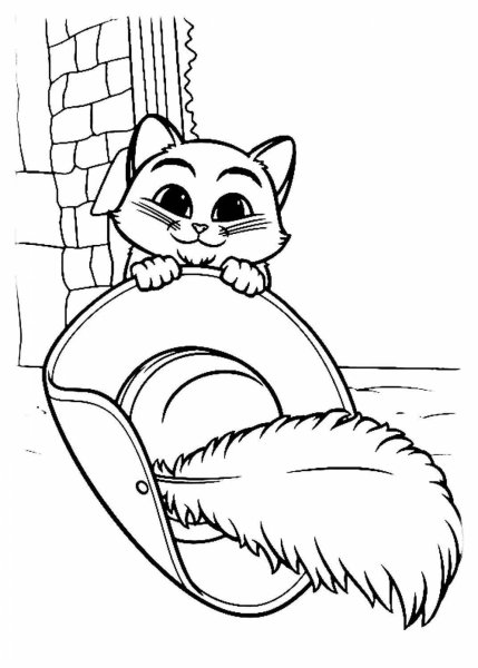 Кошка на Хэллоуин раскраска