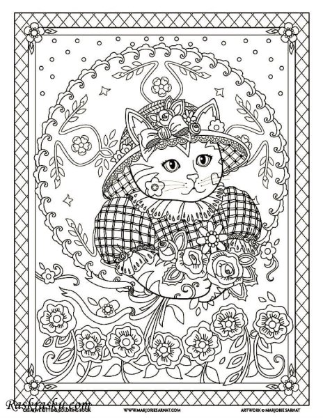 Кот в шляпе раскраска