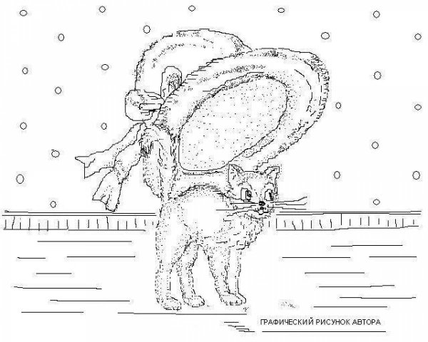 Котенок в шляпе раскраска