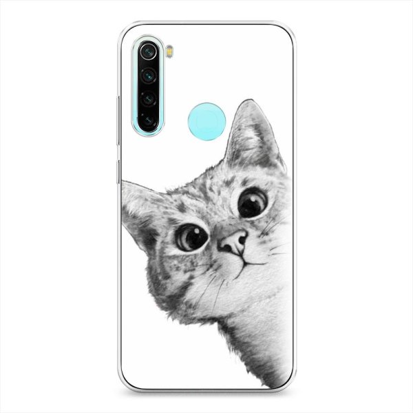 Серый кот выглядывает