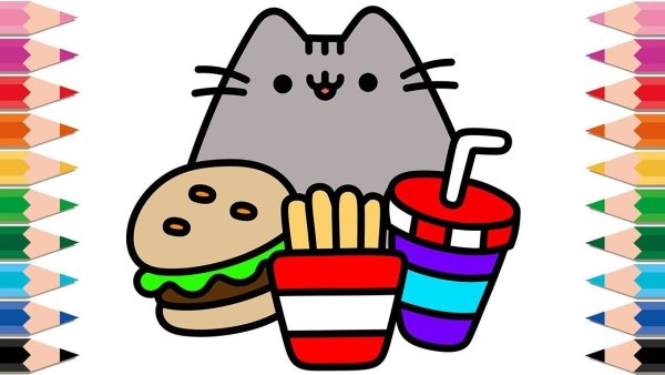 Раскраски котики с едой