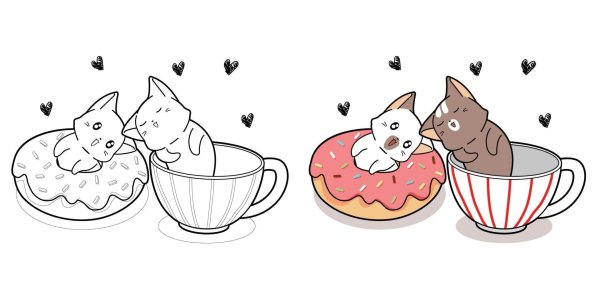 Кофе котик раскраска
