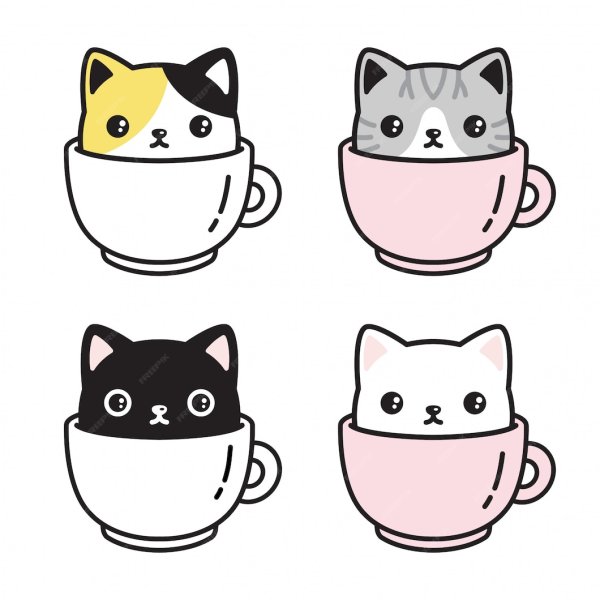 Лёгкие рисунки котики в кружках