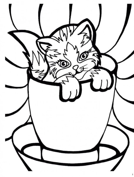 Раскраска котята в корзинке