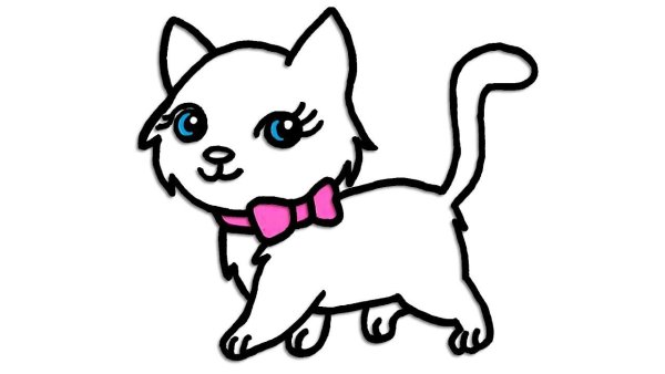 Маленькие котята мультяшные контур