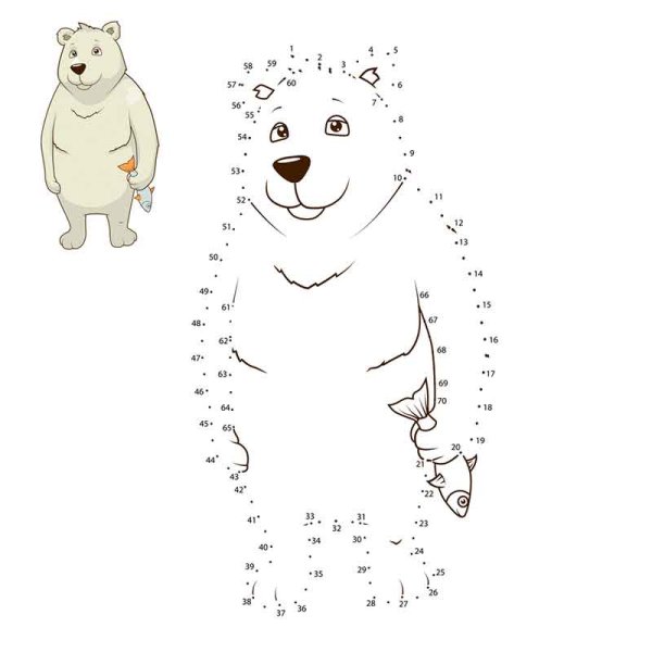 Рисование по точкам медведь
