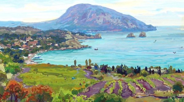 Крымские горы живопись виноградники