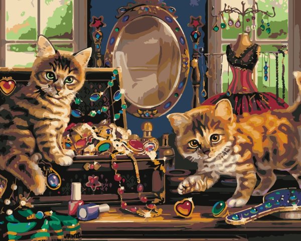 Кошка с котенком пазл