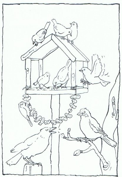 Кормушка для птиц раскраска