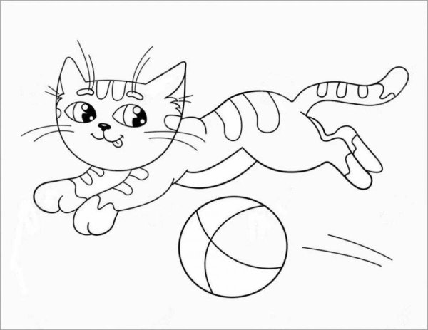 Кот раскраска для детей