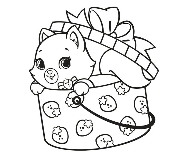 Кошечка с цветами раскраска