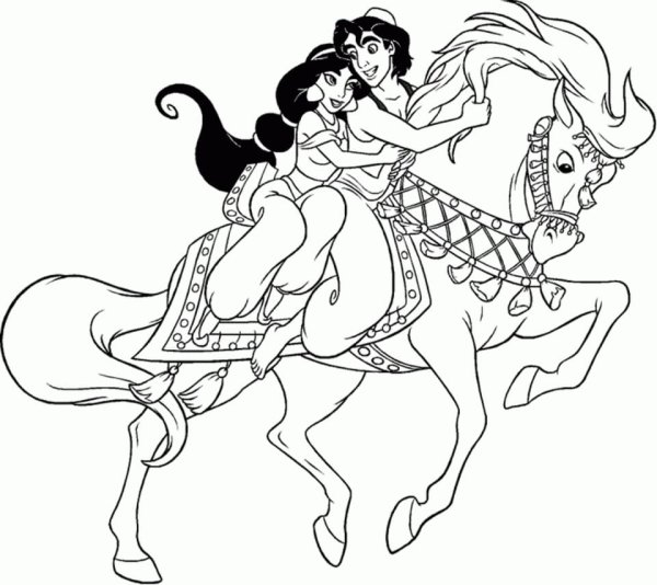 Принцесса на лошади раскраска