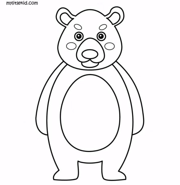 Раскраска Медвежонок для детей 3-4 лет