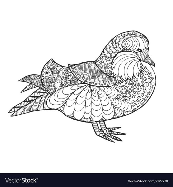 Утка Мандаринка раскраска