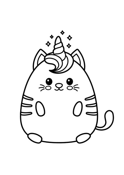 Раскраска котик Единорог