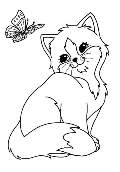 Кот раскраска для детей