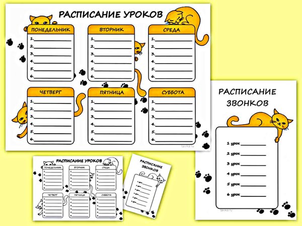 Расписание уроков шаблон
