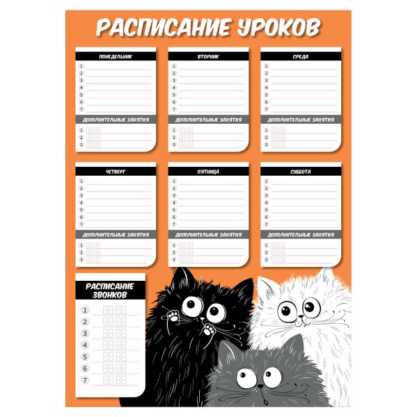 Расписание уроков с котами
