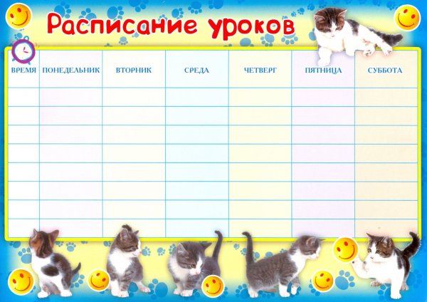 Расписание уроков с котиками