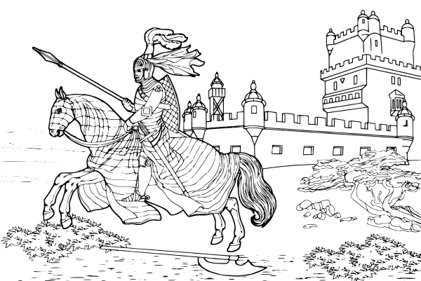 Рыцарь на коне раскраска