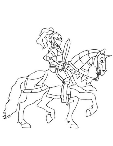 Рыцарь на коне раскраска