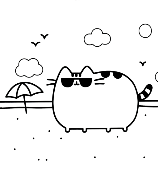Котик раскраска Пушин Кэт