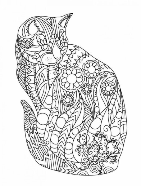 Раскраски котики сложные